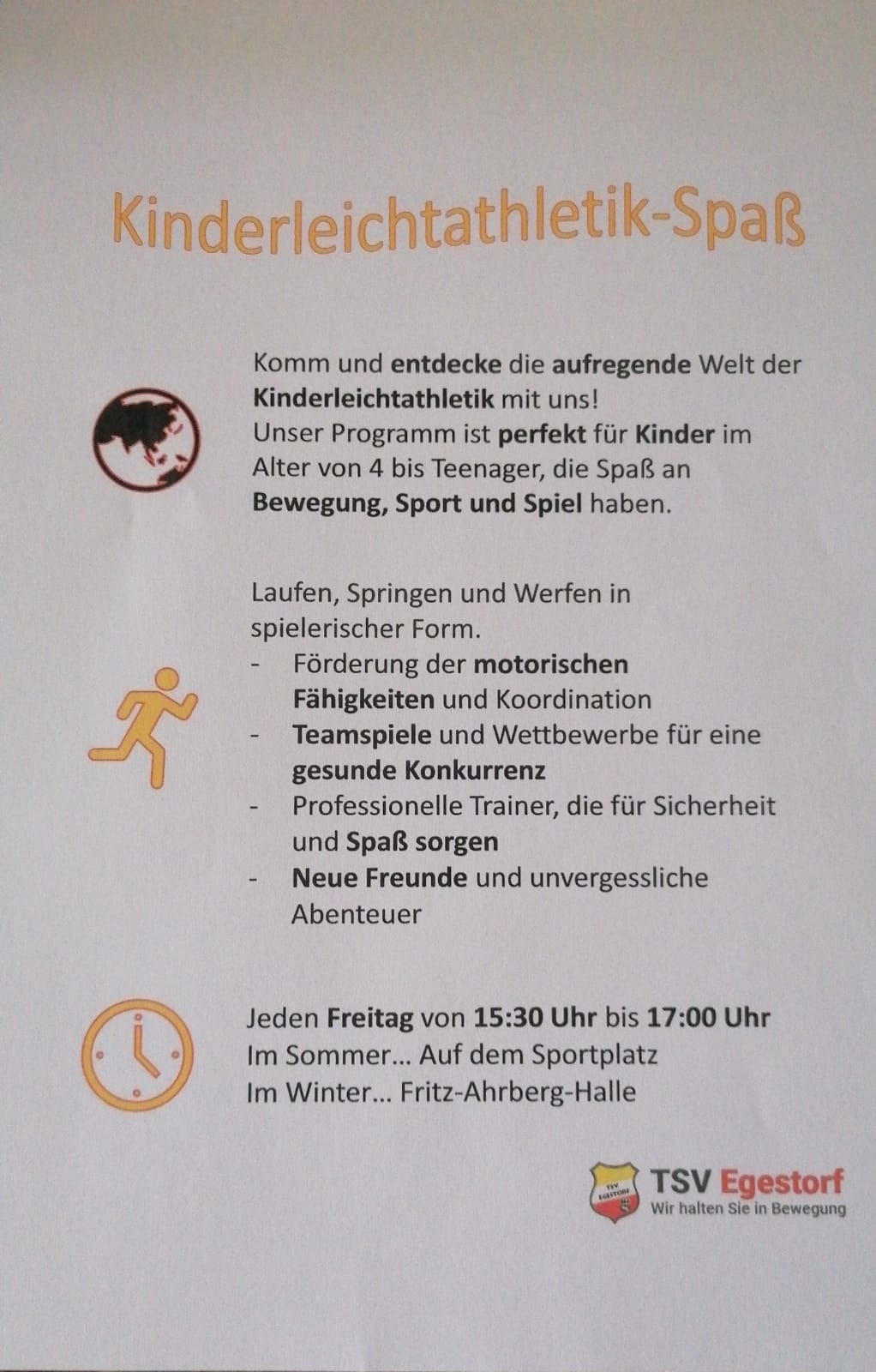 Neues Angebot: Kinderleichtathletik-Spaß | TSV Egestorf e.V.
